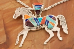 Calvin Begay Sterling Silver Horse Pendant